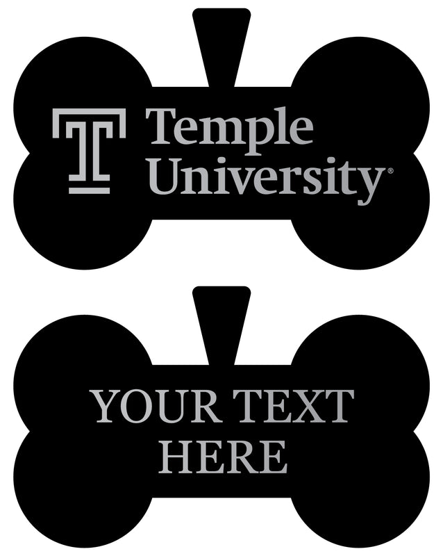 Temple University Personalized Matte Black Bone Dog Tag – Engraved Officially Licensed Collegiate Pet ID