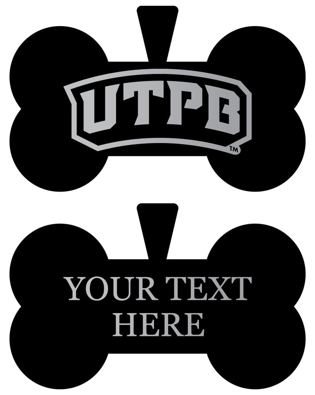 University of Texas of the Permian Basin Personalized Matte Black Bone Dog Tag – Engraved Officially Licensed Collegiate Pet ID