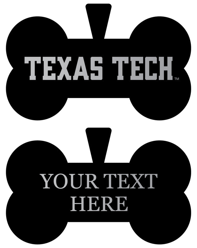 Texas Tech Red Raiders Personalized Matte Black Bone Dog Tag – Engraved Officially Licensed Collegiate Pet ID
