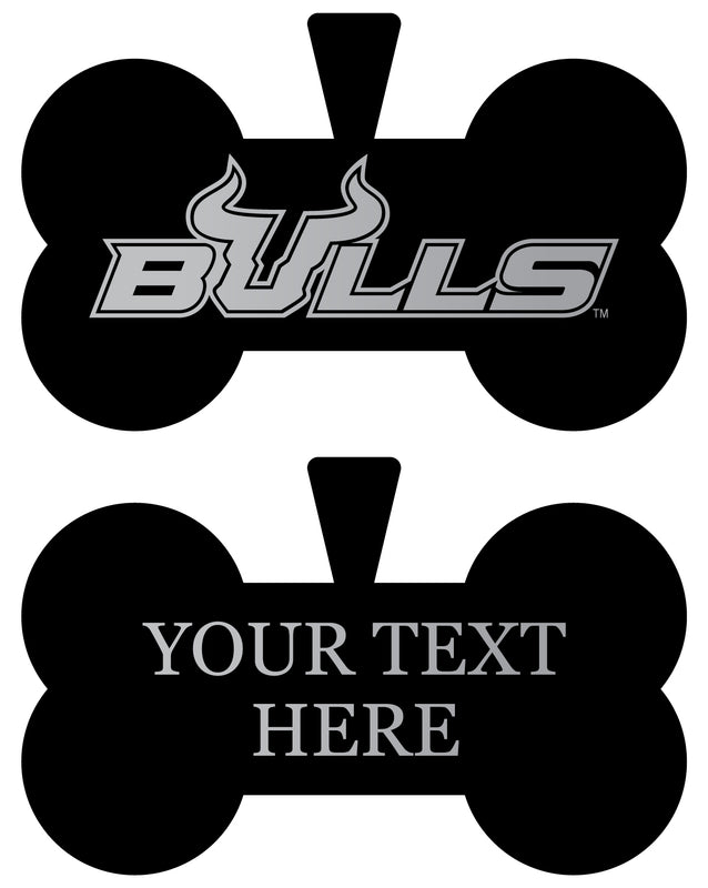 South Florida Bulls Personalized Matte Black Bone Dog Tag – Engraved Officially Licensed Collegiate Pet ID