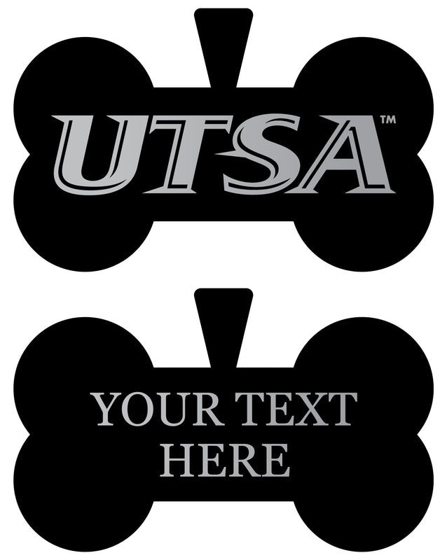 UTSA Road Runners Personalized Matte Black Bone Dog Tag – Engraved Officially Licensed Collegiate Pet ID