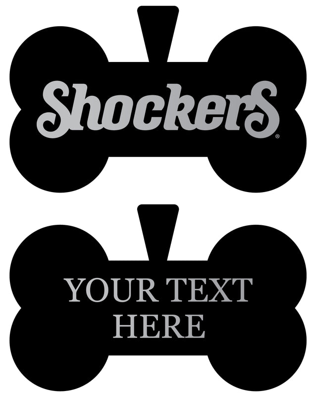 Wichita State Shockers Personalized Matte Black Bone Dog Tag – Engraved Officially Licensed Collegiate Pet ID