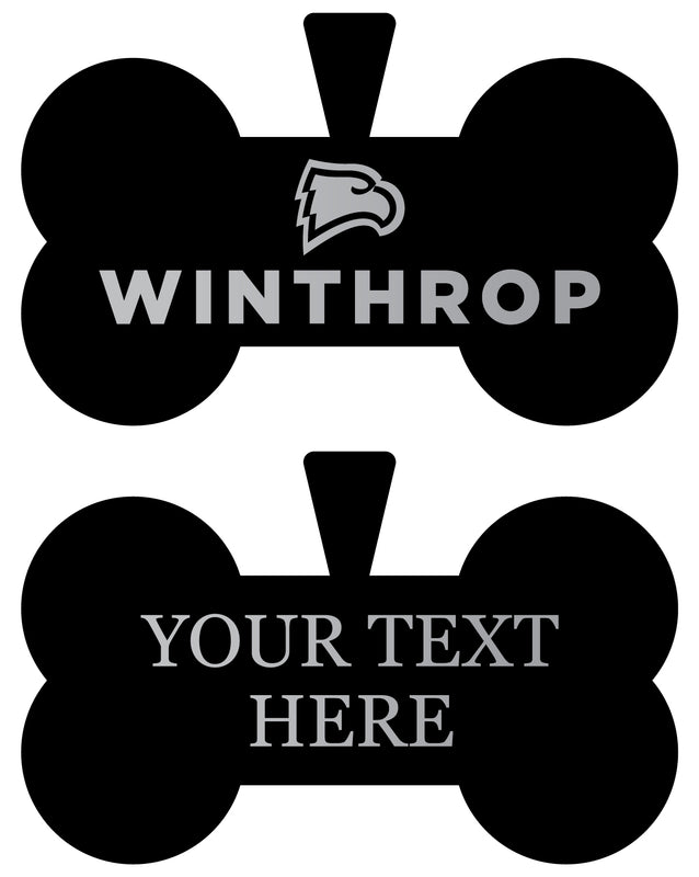 Winthrop University Personalized Matte Black Bone Dog Tag – Engraved Officially Licensed Collegiate Pet ID