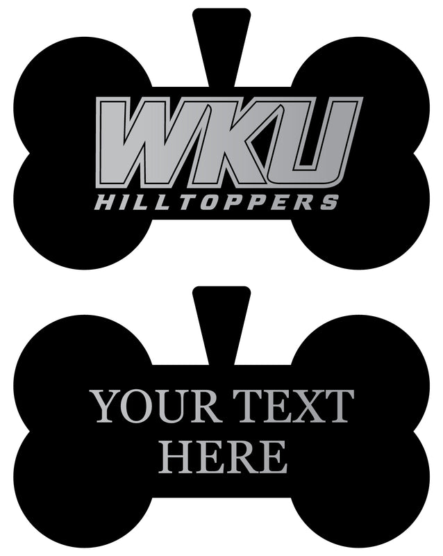 Western Kentucky Hilltoppers Personalized Matte Black Bone Dog Tag – Engraved Officially Licensed Collegiate Pet ID