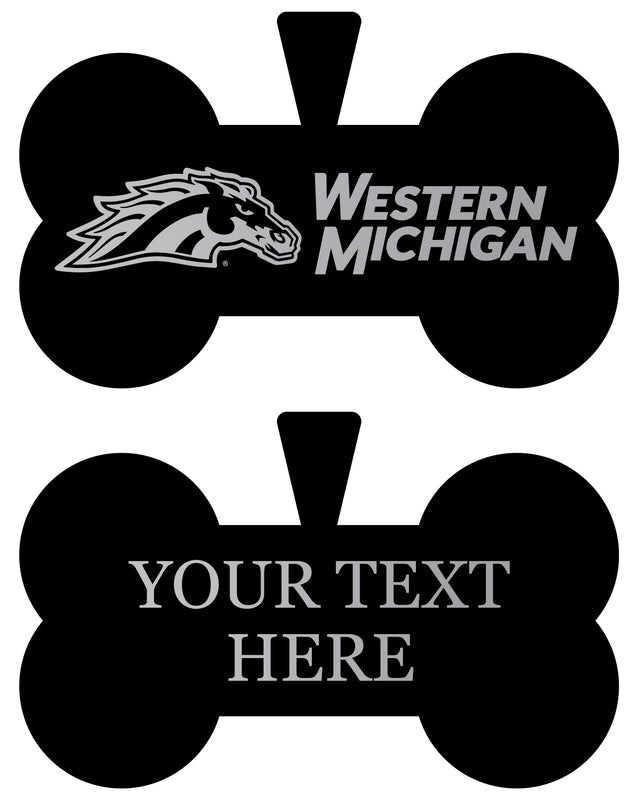 Western Michigan University Personalized Matte Black Bone Dog Tag – Engraved Officially Licensed Collegiate Pet ID