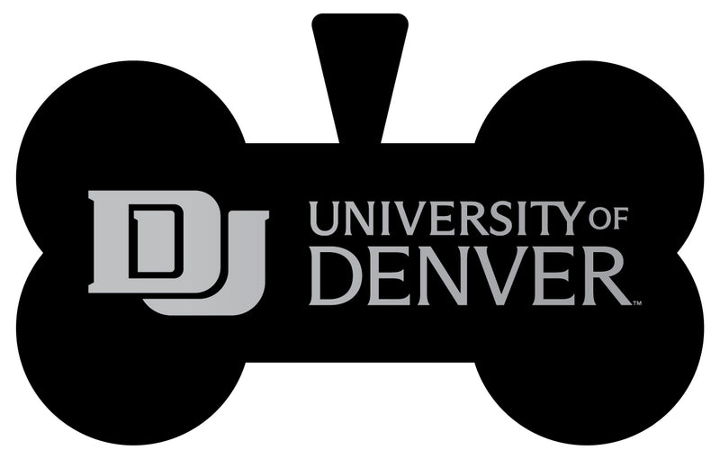 University of Denver Pioneers Dog Tag Matte Black Bone-shaped Engraved Officially Licensed