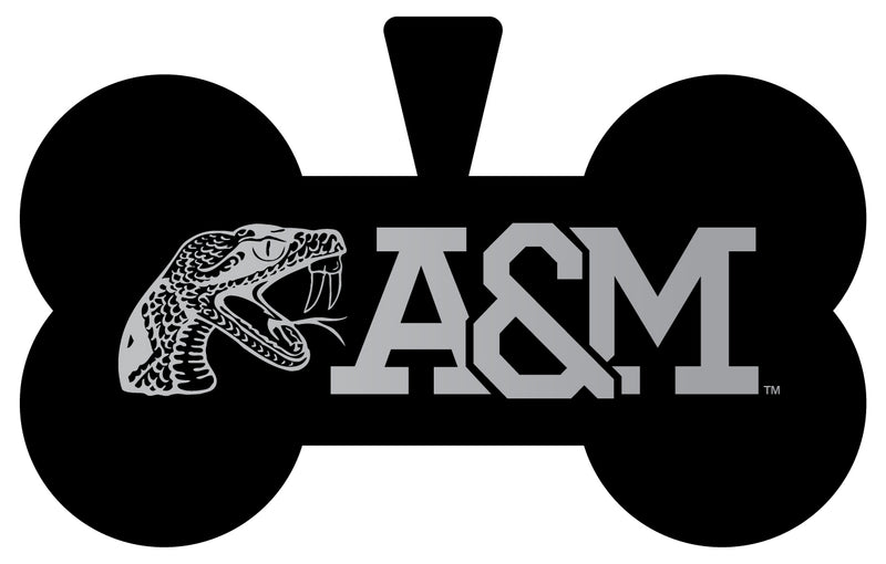 Florida A&M Rattlers Dog Tag Matte Black Bone-shaped Engraved Officially Licensed