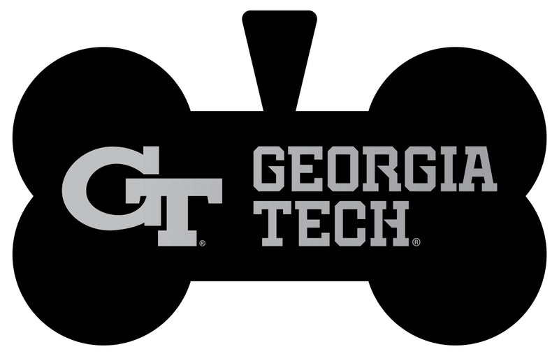 Georgia Tech Yellow Jackets Dog Tag Matte Black Bone-shaped Engraved Officially Licensed