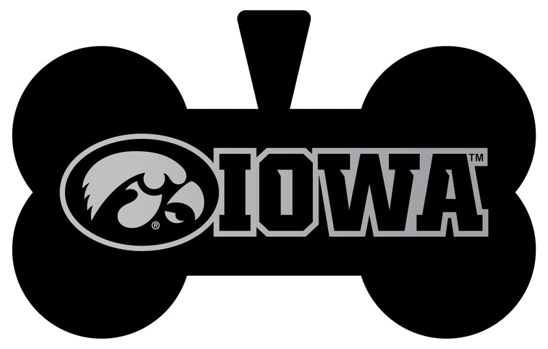 Iowa Hawkeyes Dog Tag Matte Black Bone-shaped Engraved Officially Licensed