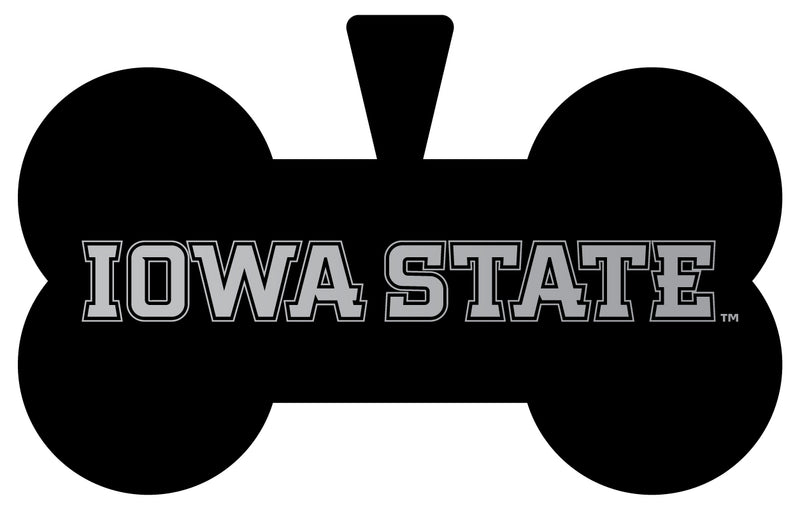 Iowa State Cyclones Dog Tag Matte Black Bone-shaped Engraved Officially Licensed
