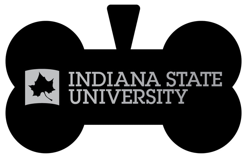 Indiana State University Dog Tag Matte Black Bone-shaped Engraved Officially Licensed