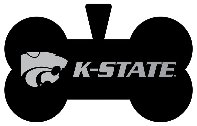 Kansas State Wildcats Dog Tag Matte Black Bone-shaped Engraved Officially Licensed