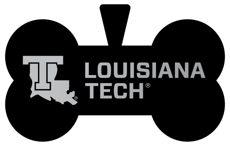 Louisiana Tech Bulldogs Dog Tag Matte Black Bone-shaped Engraved Officially Licensed