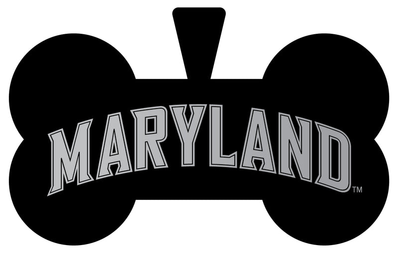 Maryland Terrapins Dog Tag Matte Black Bone-shaped Engraved Officially Licensed