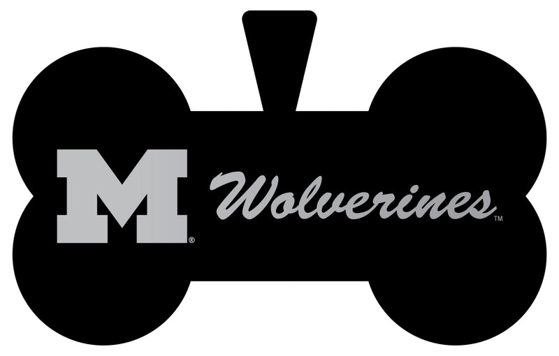 Michigan Wolverines Dog Tag Matte Black Bone-shaped Engraved Officially Licensed
