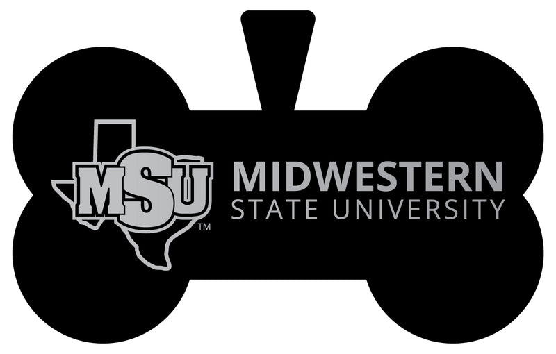 Midwestern State University Mustangs Dog Tag Matte Black Bone-shaped Engraved Officially Licensed
