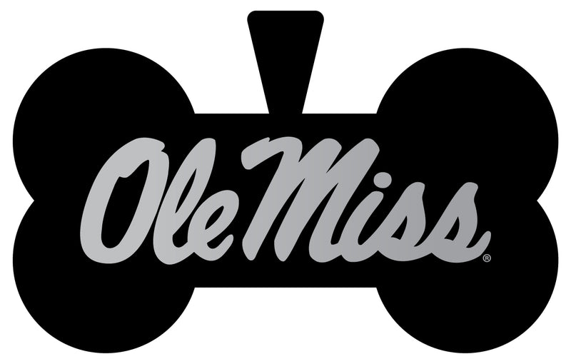 Mississippi Rebels "Ole Miss" Dog Tag Matte Black Bone-shaped Engraved Officially Licensed