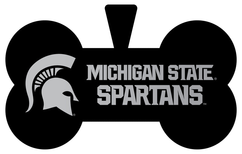 Michigan State Spartans Dog Tag Matte Black Bone-shaped Engraved Officially Licensed