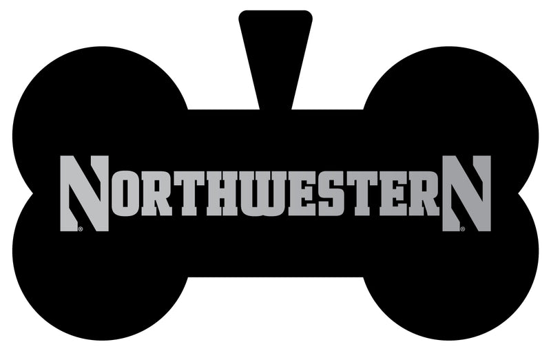 Northwestern University Wildcats Dog Tag Matte Black Bone-shaped Engraved Officially Licensed