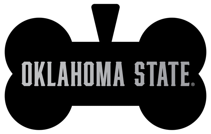 Oklahoma State Cowboys Dog Tag Matte Black Bone-shaped Engraved Officially Licensed