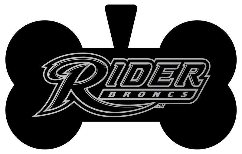 Rider University Broncs Dog Tag Matte Black Bone-shaped Engraved Officially Licensed