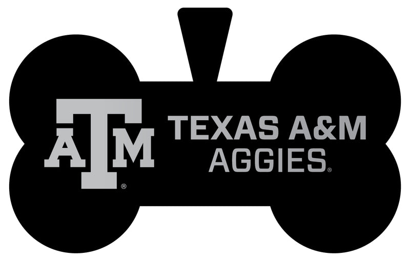 Texas A&M Aggies Dog Tag Matte Black Bone-shaped Engraved Officially Licensed