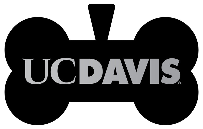 UC Davis Aggies Dog Tag Matte Black Bone-shaped Engraved Officially Licensed