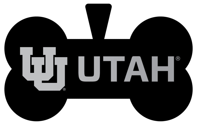 Utah Utes Dog Tag Matte Black Bone-shaped Engraved Officially Licensed