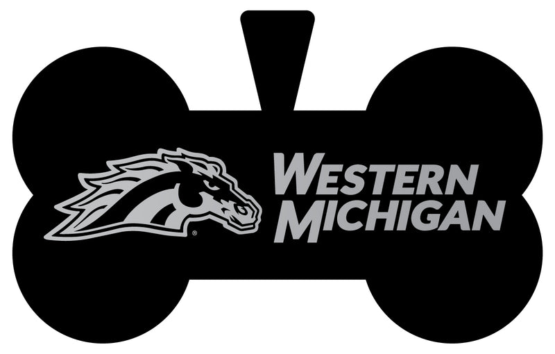Western Michigan University Dog Tag Matte Black Bone-shaped Engraved Officially Licensed