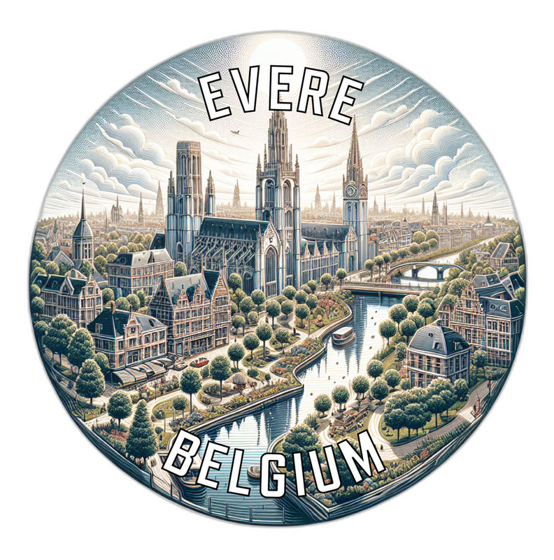 Evere Belgium Souvenir Die Cut Flat Magnet 6-Inch