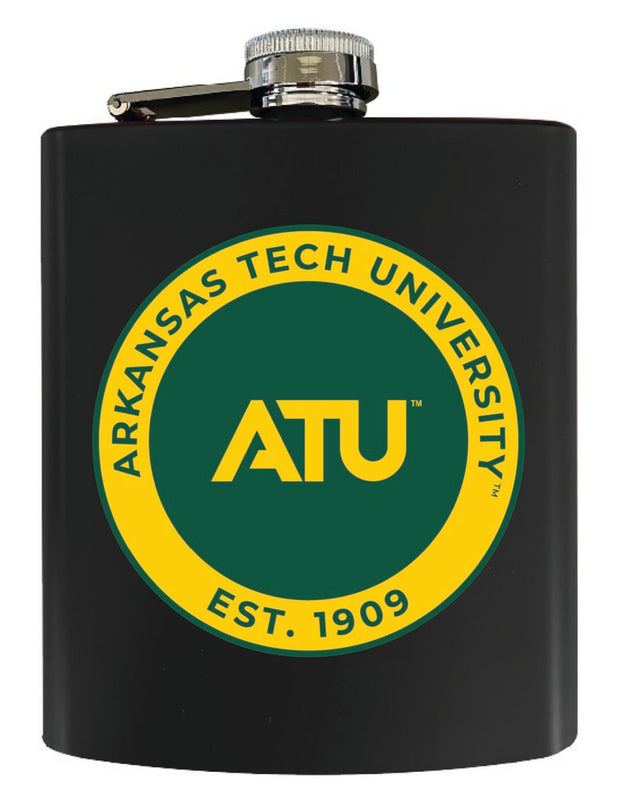 Arkansas Tech University 7 oz Steel Flask Matte Finish Black Officially Licensed Collegiate Product 4-Pack