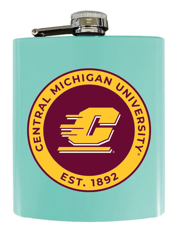 Central Michigan University 7 oz Steel Flask Matte Finish Seafoam Officially Licensed Collegiate Product 2-Pack