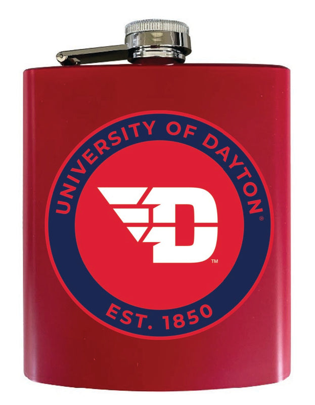 Dayton Flyers 7 oz Steel Flask Matte Finish Red Officially Licensed Collegiate Product Single