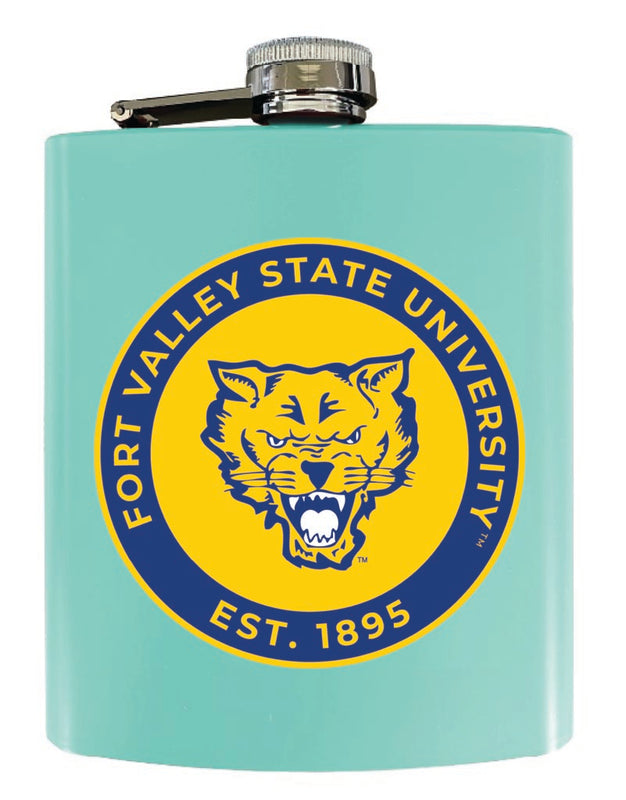 Fort Valley State University 7 oz Steel Flask Matte Finish Seafoam Officially Licensed Collegiate Product Single