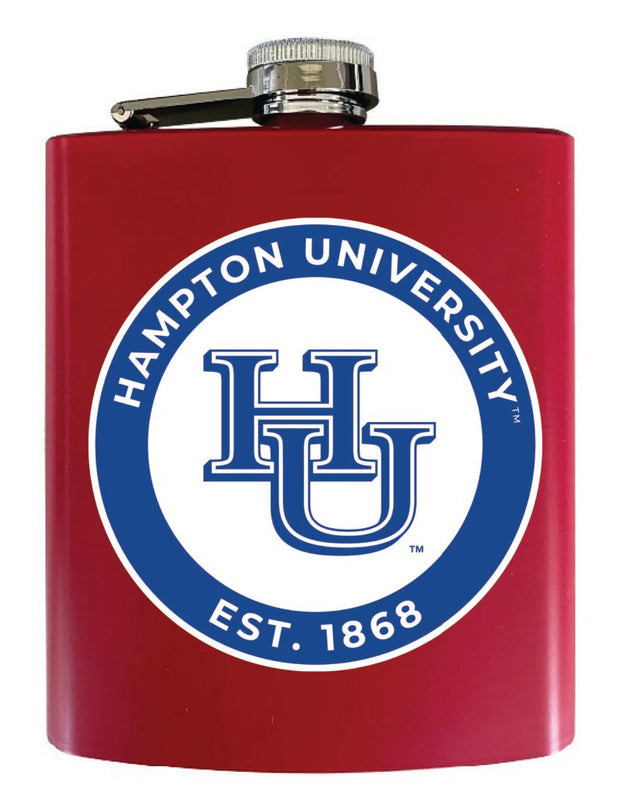 Hampton University 7 oz Steel Flask Matte Finish Red Officially Licensed Collegiate Product Single