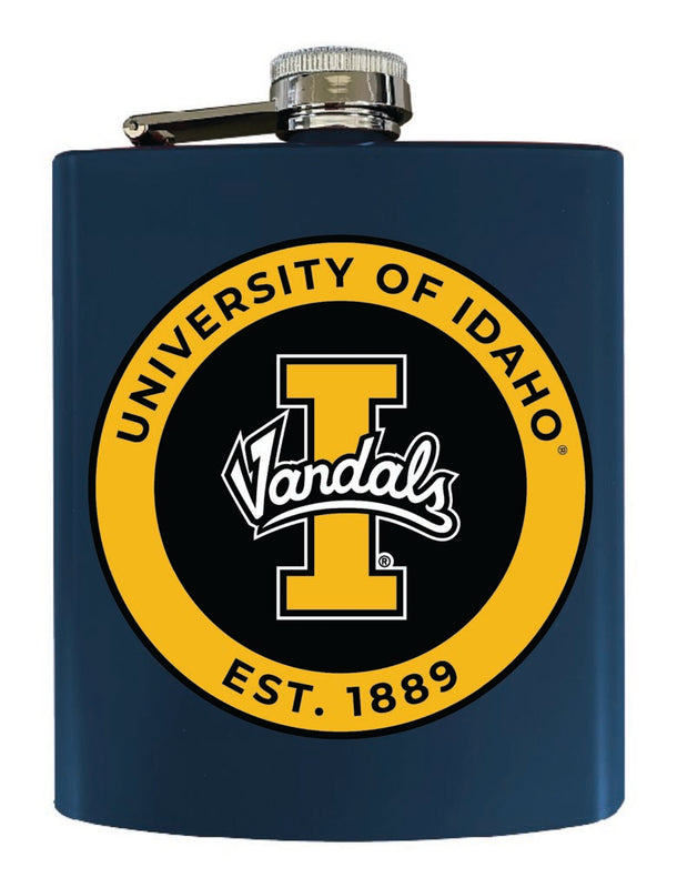 Idaho Vandals 7 oz Steel Flask Matte Finish Navy Officially Licensed Collegiate Product 4-Pack