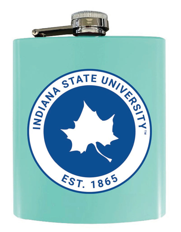 Indiana State University 7 oz Steel Flask Matte Finish Seafoam Officially Licensed Collegiate Product 4-Pack