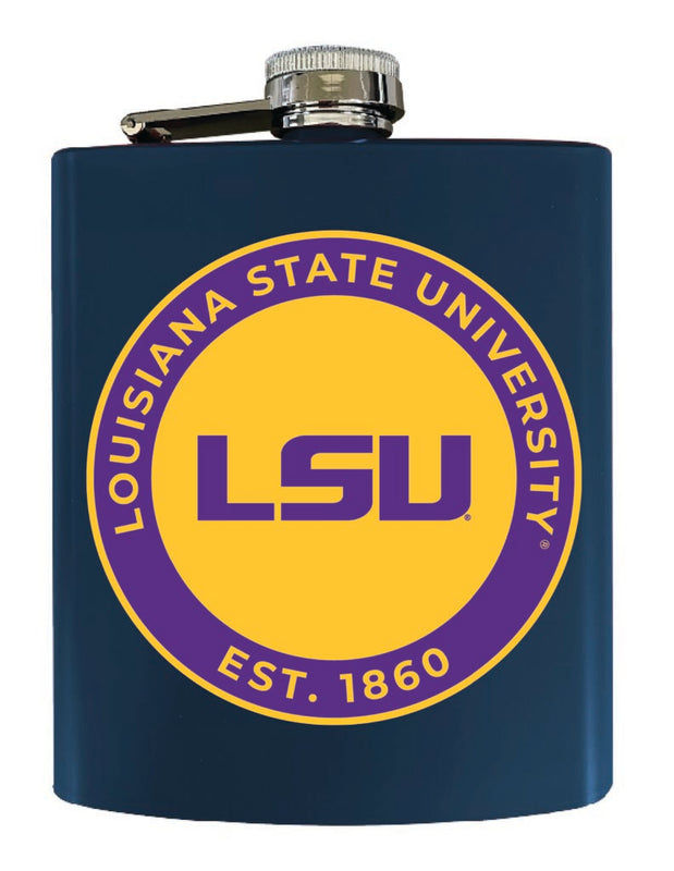 LSU Tigers 7 oz Steel Flask Matte Finish Navy Officially Licensed Collegiate Product Single