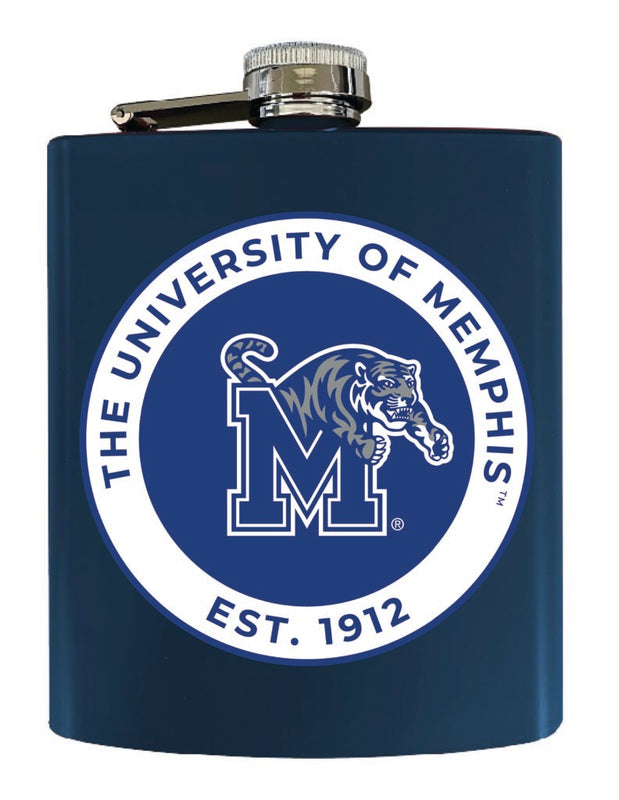 Memphis Tigers 7 oz Steel Flask Matte Finish Navy Officially Licensed Collegiate Product 2-Pack
