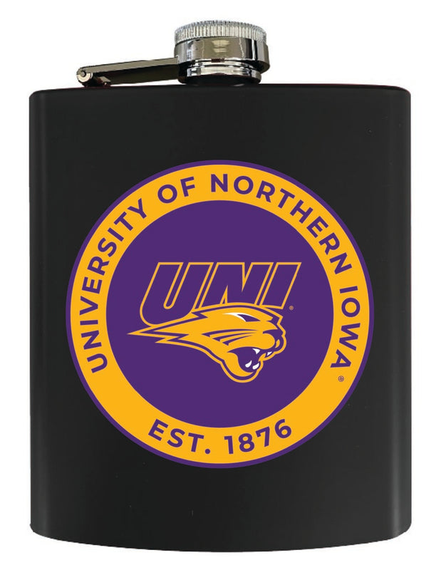 Northern Iowa Panthers 7 oz Steel Flask Matte Finish Black Officially Licensed Collegiate Product Single