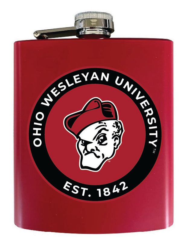 Ohio Wesleyan University 7 oz Steel Flask Matte Finish Red Officially Licensed Collegiate Product 4-Pack