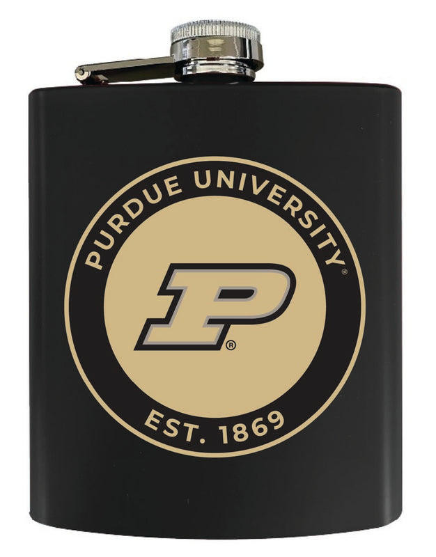 Purdue Boilermakers 7 oz Steel Flask Matte Finish Black Officially Licensed Collegiate Product Single