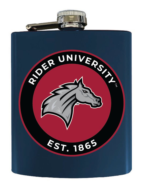 Rider University Broncs 7 oz Steel Flask Matte Finish Navy Officially Licensed Collegiate Product Single
