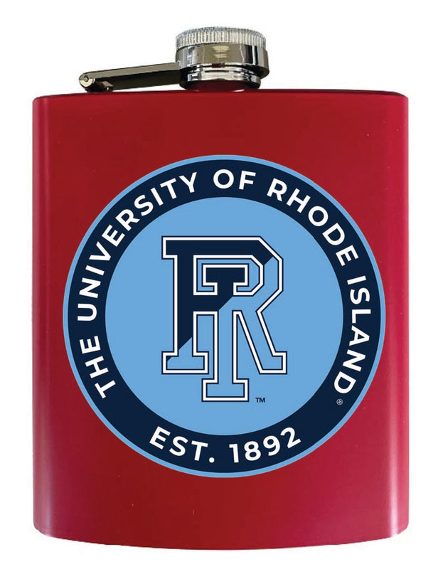 Rhode Island University 7 oz Steel Flask Matte Finish Red Officially Licensed Collegiate Product 2-Pack