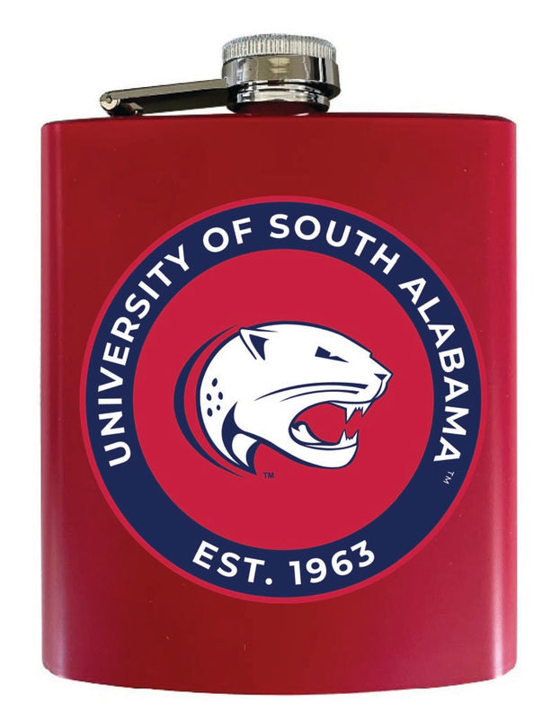 University of South Alabama 7 oz Steel Flask Matte Finish Red Officially Licensed Collegiate Product 2-Pack