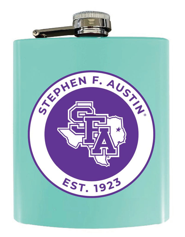 Stephen F. Austin State University 7 oz Steel Flask Matte Finish Seafoam Officially Licensed Collegiate Product 4-Pack