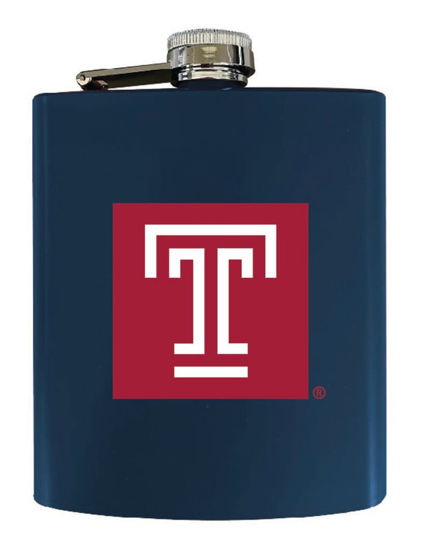 Temple University 7 oz Steel Flask Matte Finish Navy Officially Licensed Collegiate Product 4-Pack