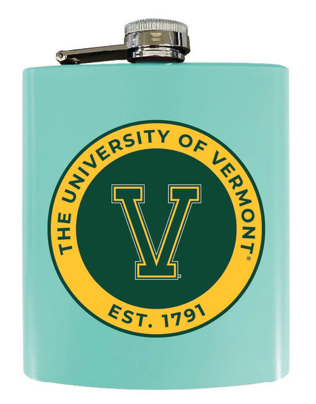 Vermont Catamounts 7 oz Steel Flask Matte Finish Seafoam Officially Licensed Collegiate Product Single
