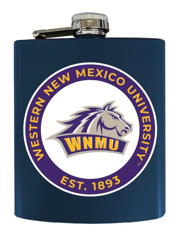 Western New Mexico University 7 oz Steel Flask Matte Finish Navy Officially Licensed Collegiate Product 4-Pack