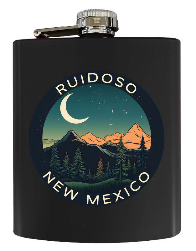 Ruidoso New Mexico Design A Souvenir 7 oz Steel Flask Matte Finish Black Single